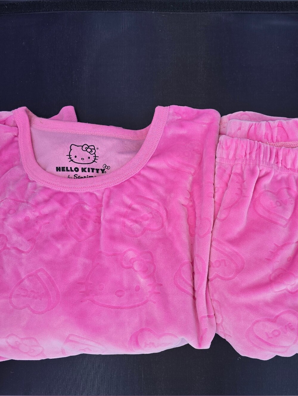 Hello Kitty Pink Plush Two-Piece Pajama Set Womens Size L